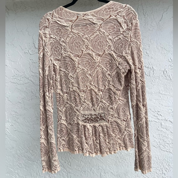 Nic + Zoe Vintage Cardigan Tie Front Small Brown Cream Bow Tie - Picture 2 of 5